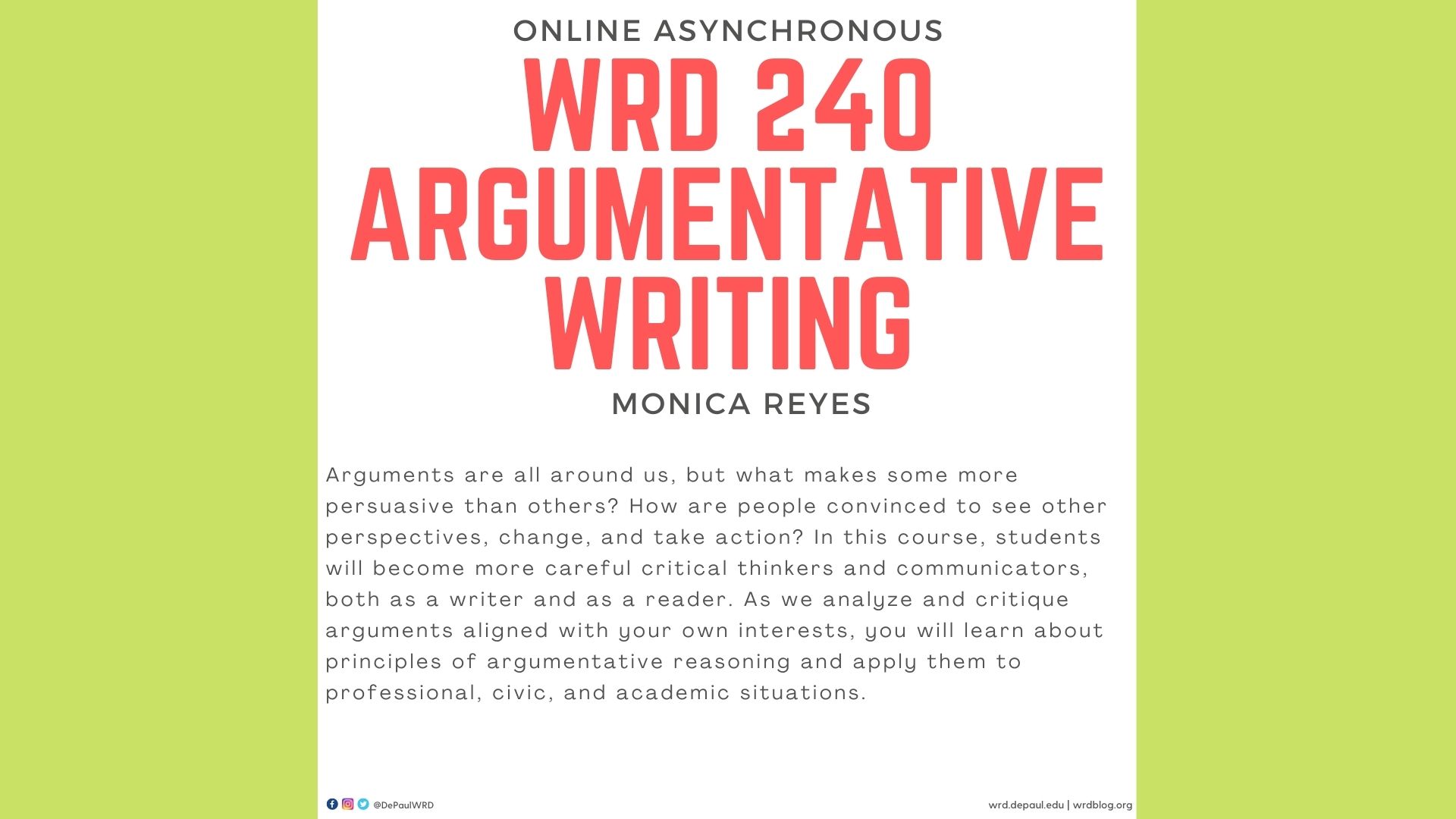 WRD 240 Argumentative Writing